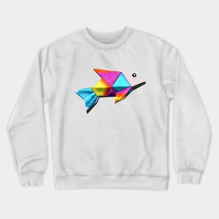 Geometric Fish abstract colorful rainbow color scheme origami style Crewneck Sweatshirt